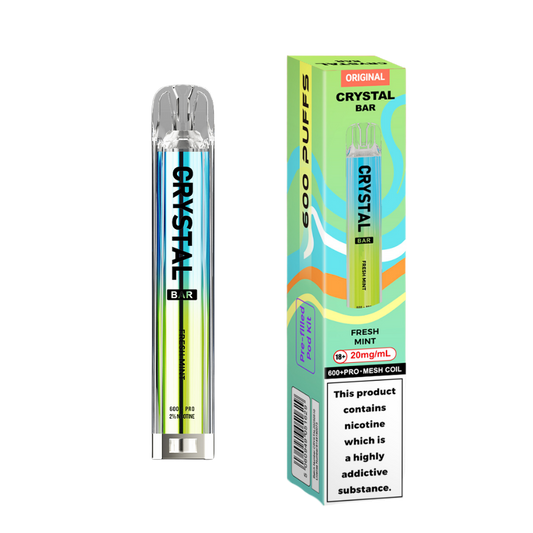 Crystal Bar | Prefilled Pod Kit | Fresh Mint | 600 Puffs| Pack Of 10