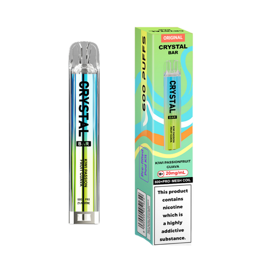 Crystal Bar | Prefilled Pod Kit | Kiwi Passionfruit Guava | 600 Puffs| Pack Of 10