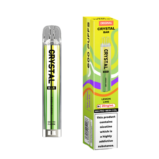 Crystal Bar | Prefilled Pod Kit | Lemon Lime | 600 Puffs| Pack Of 10