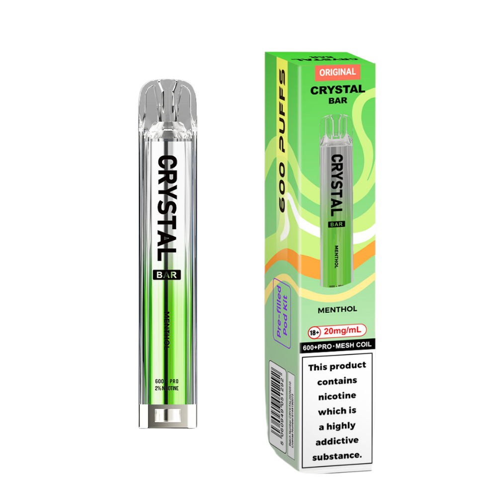 Crystal Bar | Prefilled Pod Kit | Menthol | 600 Puffs| Pack Of 10