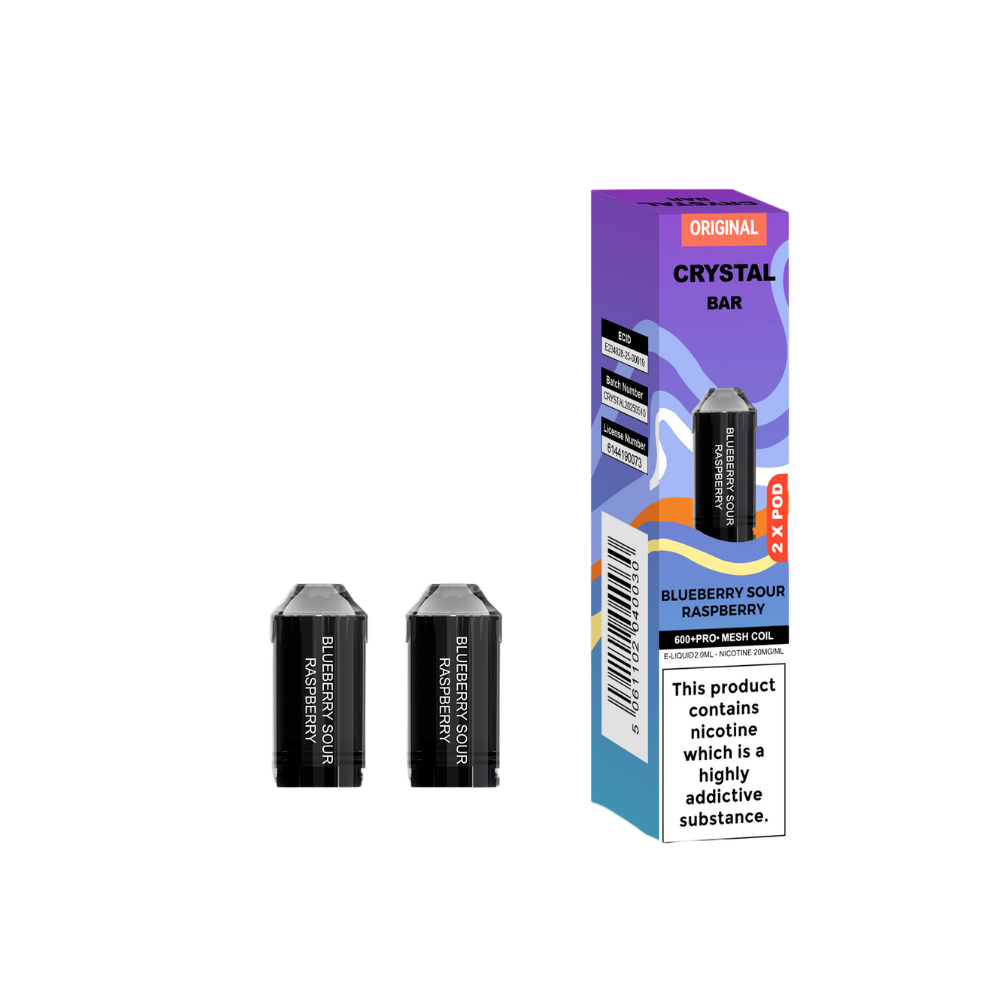 Crystal Bar | Replacement Pods | Blueberry Sour Raspberry | 600  Puffs| Pack Of 5