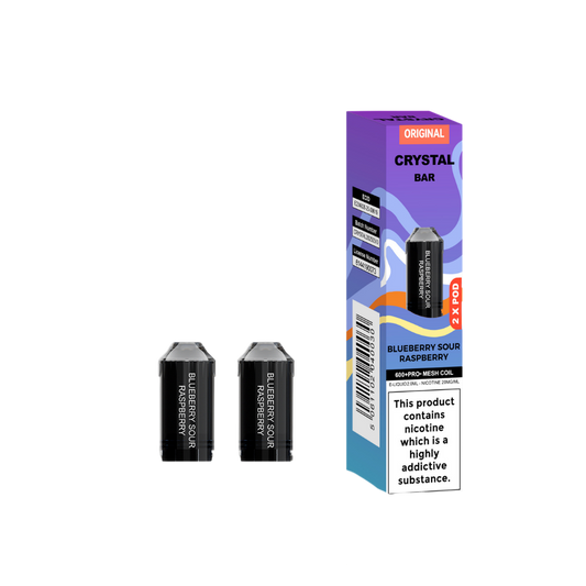 Crystal Bar | Replacement Pods | Blueberry Sour Raspberry | 600  Puffs| Pack Of 5