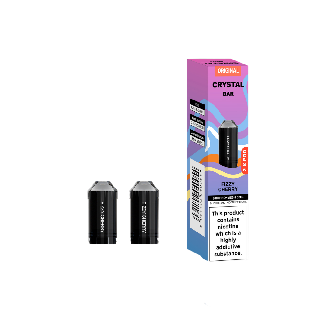 Crystal Bar | Replacement Pods | Fizzy Cherry | 600  Puffs| Pack Of 5