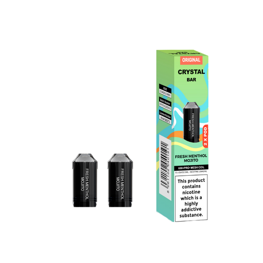 Crystal Bar | Replacement Pods | Fresh Menthol Mojito | 600  Puffs| Pack Of 5