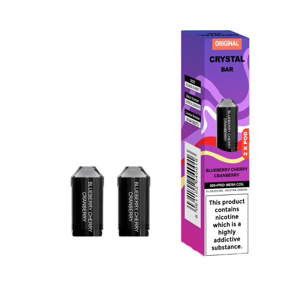 Crystal Bar | Replacement Pods | Blueberry Cherry Cranberry | 600  Puffs| Pack Of 5