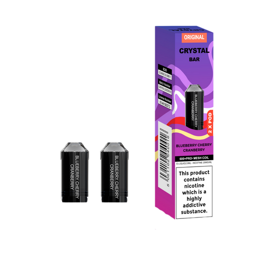 Crystal Bar | Replacement Pods | Blueberry Cherry Cranberry | 600  Puffs| Pack Of 5