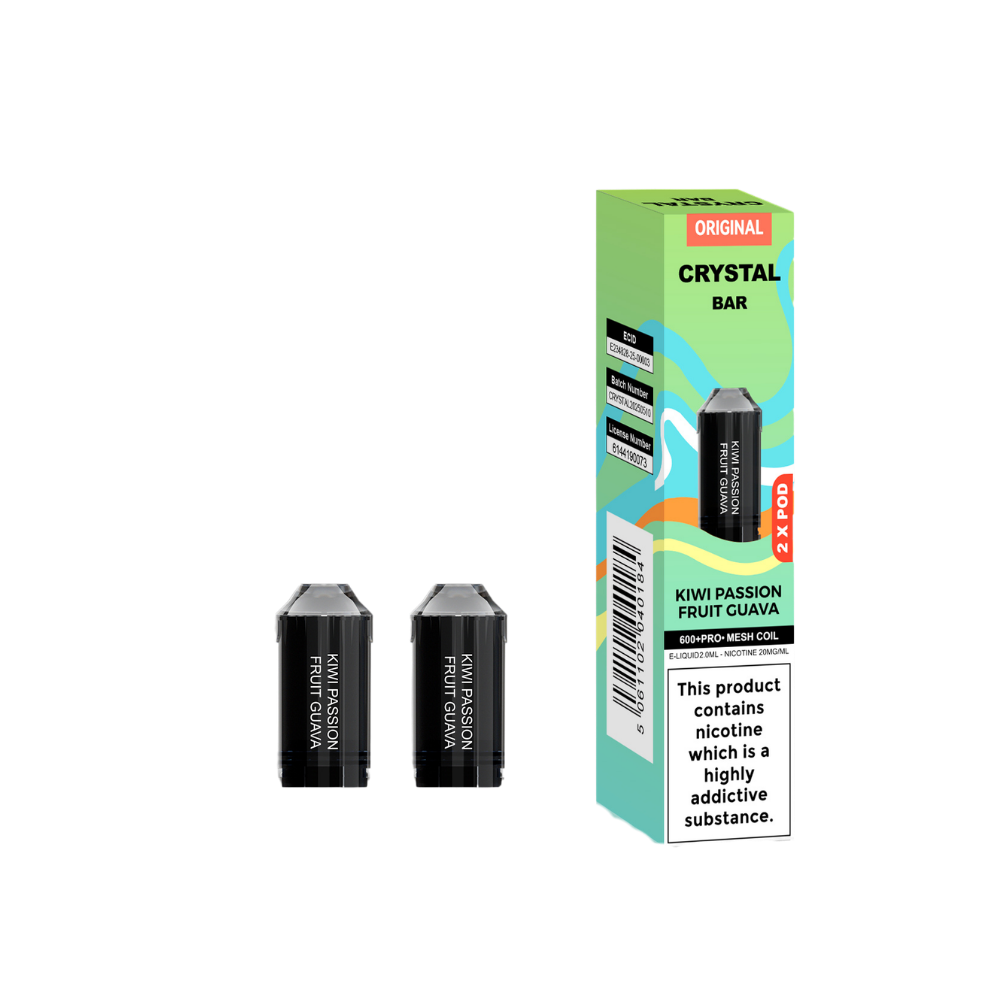 Crystal Bar | Replacement Pods | Kiwi Passionfruit Guava | 600  Puffs| Pack Of 5