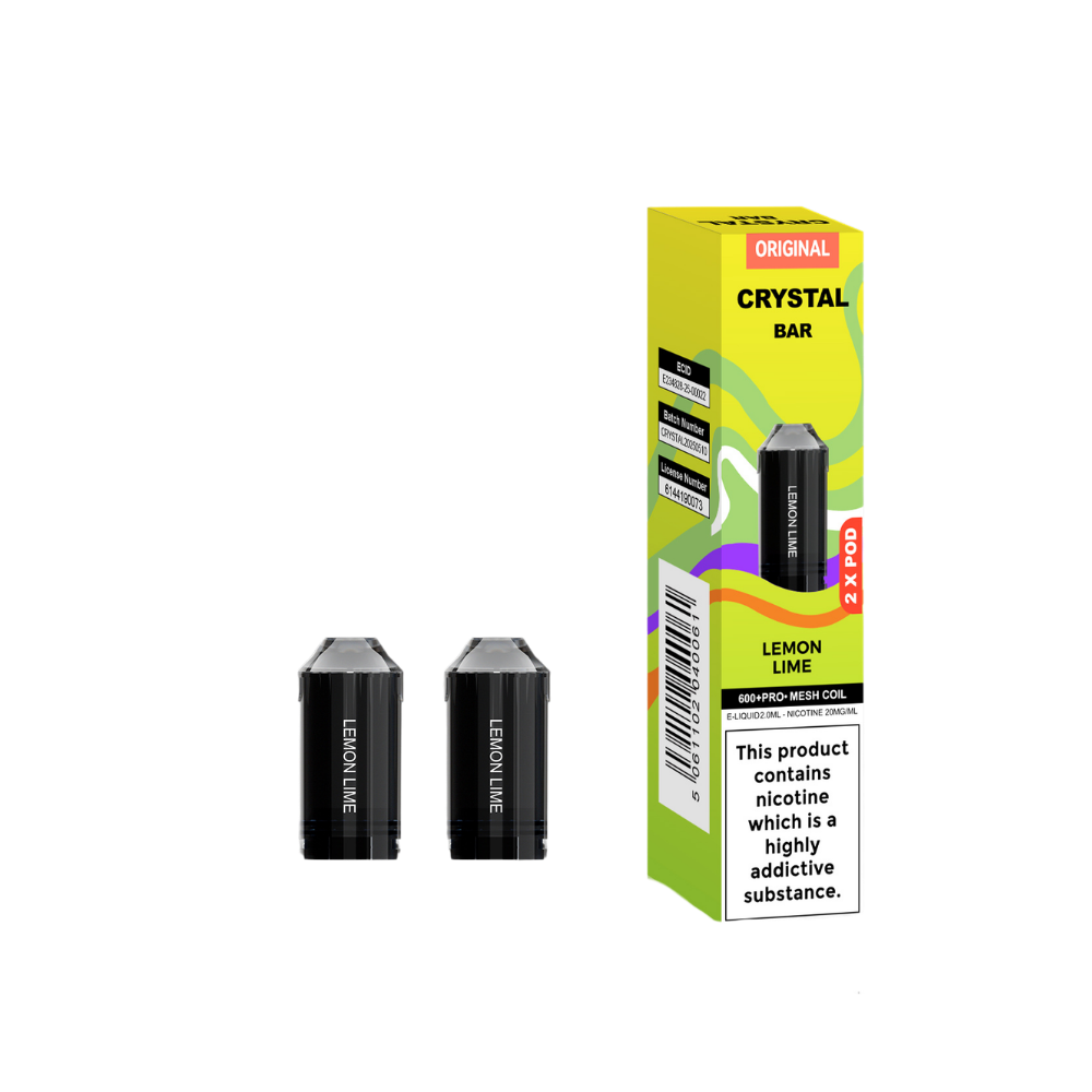Crystal Bar | Replacement Pods | Lemon Lime | 600  Puffs| Pack Of 5