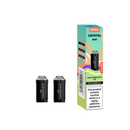 Crystal Bar | Replacement Pods | Sour Pineapple Ice | 600  Puffs| Pack Of 5