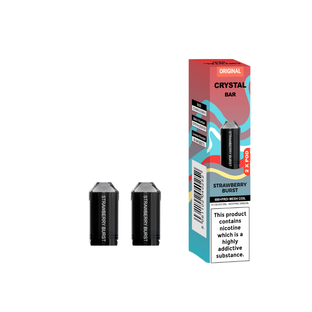 Crystal Bar | Replacement Pods | Strawberry Burst | 600  Puffs| Pack Of 5