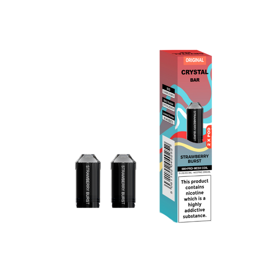 Crystal Bar | Replacement Pods | Strawberry Burst | 600  Puffs| Pack Of 5