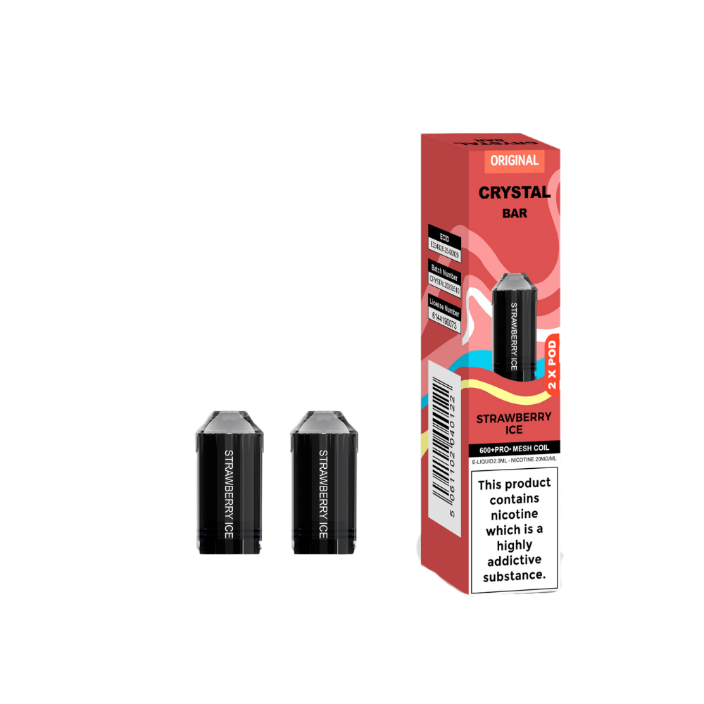 Crystal Bar | Replacement Pods | Strawberry Ice | 600  Puffs| Pack Of 5