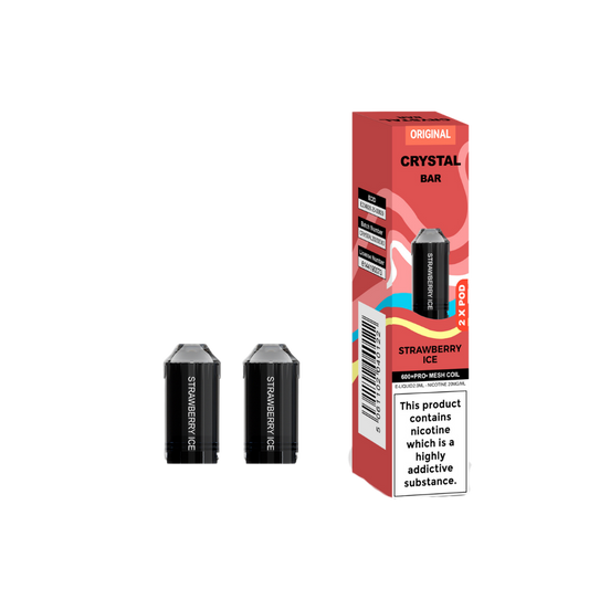 Crystal Bar | Replacement Pods | Strawberry Ice | 600  Puffs| Pack Of 5