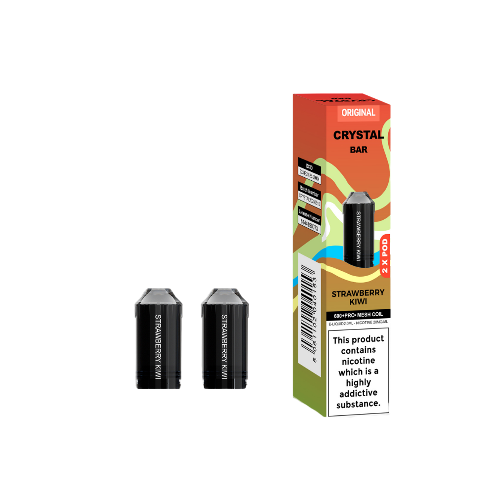 Crystal Bar | Replacement Pods | Strawberry Kiwi | 600  Puffs| Pack Of 5