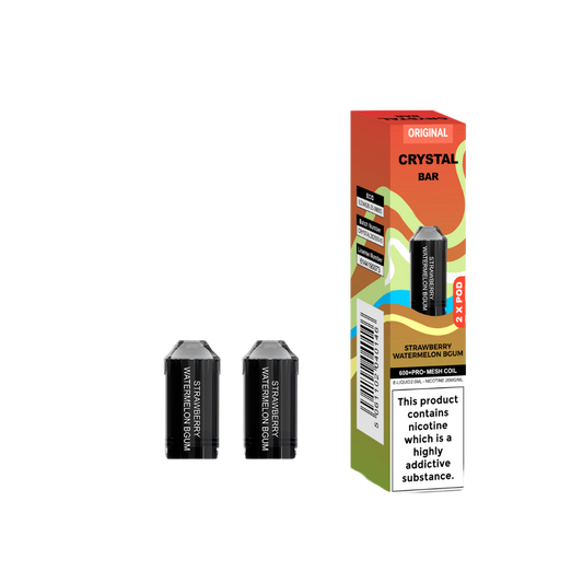 Crystal Bar | Replacement Pods | Strawberry Watermelon Bubblegum | 600  Puffs| Pack Of 5