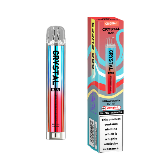 Crystal Bar | Prefilled Pod Kit | Strawberry Burst | 600 Puffs| Pack Of 10