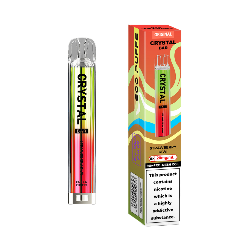 Crystal Bar | Prefilled Pod Kit | Strawberry Kiwi | 600 Puffs | Pack Of 10