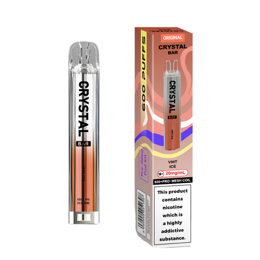 Crystal Bar | Prefilled Pod Kit | VMT Ice | 600 Puffs | Pack Of 10