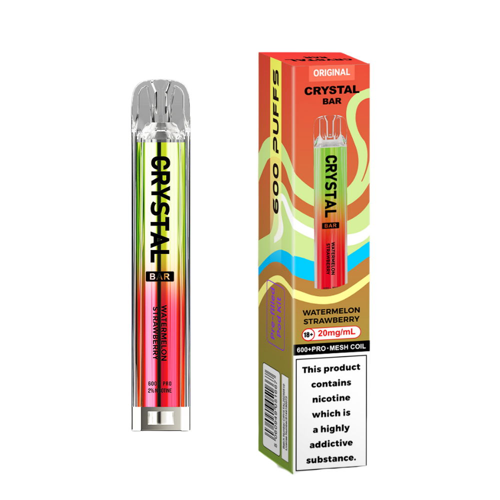 Crystal Bar | Prefilled Pod Kit | Watermelon Strawberry | 600 Puffs | Pack Of 10