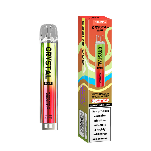 Crystal Bar | Prefilled Pod Kit | Watermelon Strawberry | 600 Puffs | Pack Of 10