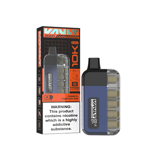 Vault Bar | Prefilled Pod Kit | Peach Mango Ice | 10K | Buy One Get One Free