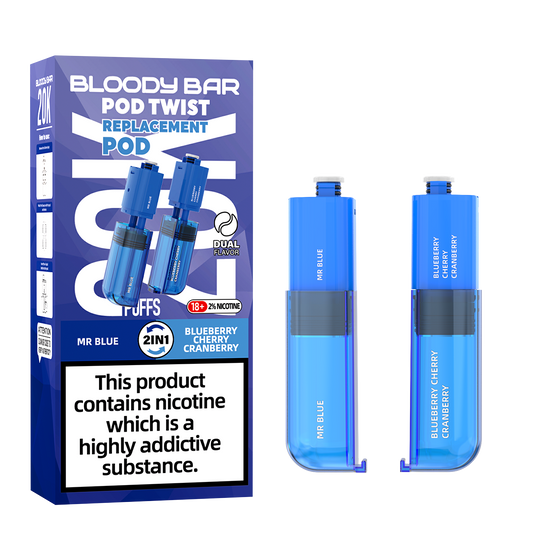 Bloody Bar | Replacement Pods | Mr Blue/Blueberry Cherry Cranberry | Pod Twist 20K | Pack of 5