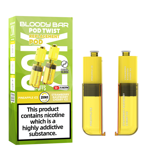 Bloody Bar | Replacement Pods | Pineapple Ice/Strawberry Raspberry Cherry Ice | Pod Twist 20K | Pack of 5