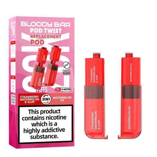 Bloody Bar | Replacement Pods | Strawberry Watermelon Bubblegum/Watermelon Ice | Pod Twist 20K | Pack of 5