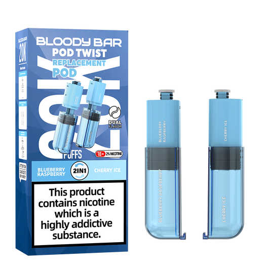 Bloody Bar | Replacement Pods | Blueberry Raspberry/Cherry Ice | Pod Twist 20K | Pack of 5