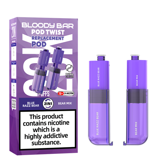 Bloody Bar | Replacement Pods | Blue Razz Bear/Bear Mix | Pod Twist 20K | Pack of 5
